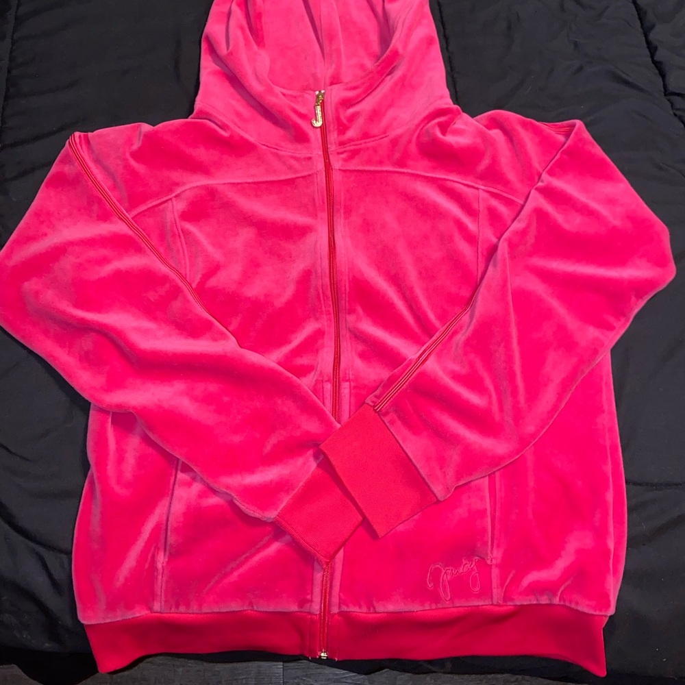 Juicy Couture Velour Hoodie Womens Size Large Pink